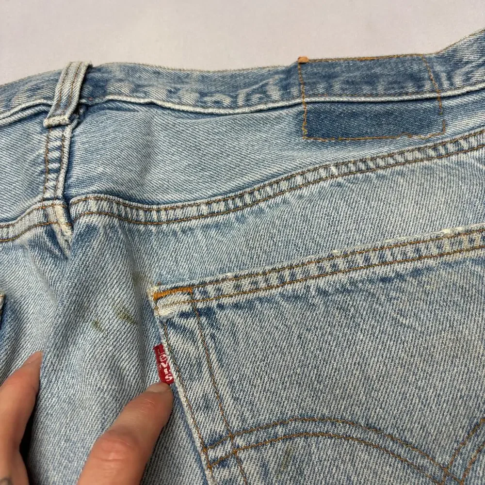 Vintage 90s Levi's 501 Straight Leg Jeans 36x30 Made in USA Light Wash Dirt